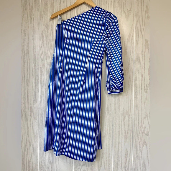 Banana Republic Womens Blue One Shoulder PJ Stripe Midi Dress Size 0 New NWT - Picture 5 of 6